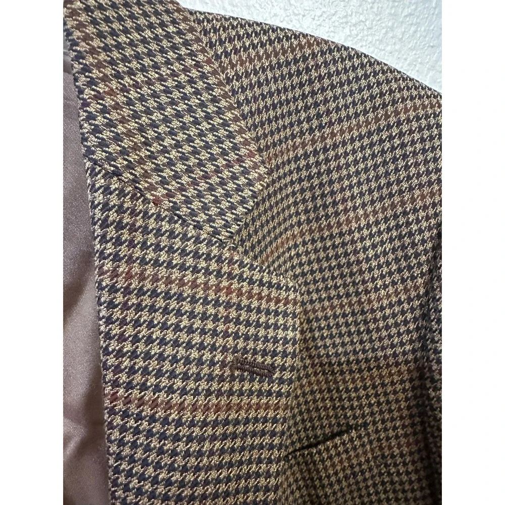 Jos A Bank Houndstooth Blazer Mens Sport Coat Brown Tan Classic Jacket